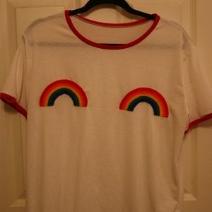 Rainbow knit boob top